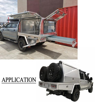 Pair Aluminium 780mm Double Tapered Under Tray Ute Tool Box + Flare Mud Guards