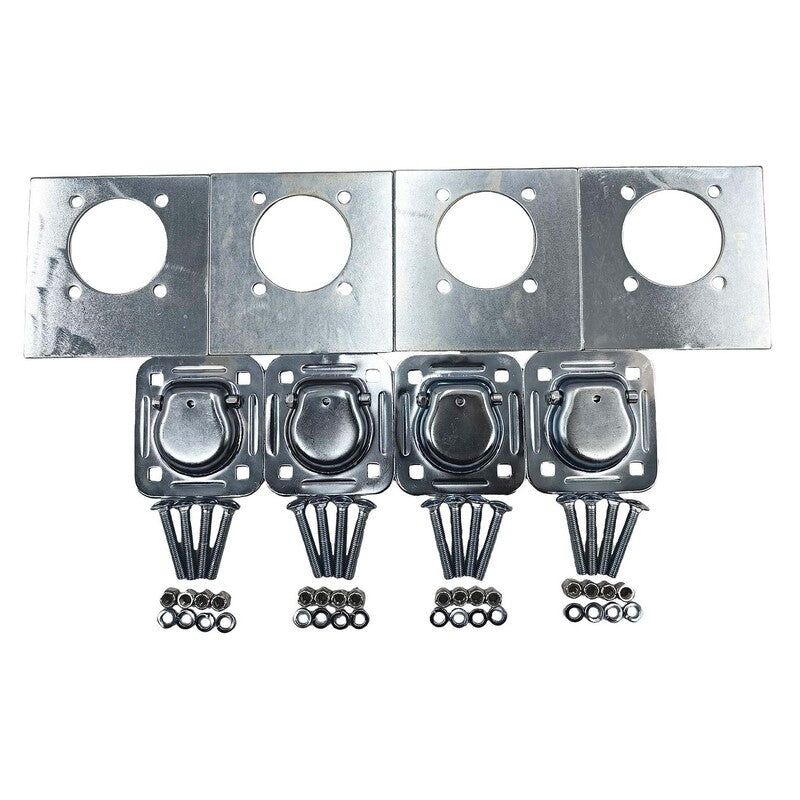 4 Sets Tie Down Lashing Ring & Backing Plates With Bolts Ute Trailer Zinc Plated