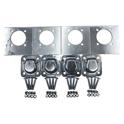 4 Sets Tie Down Lashing Ring & Backing Plates With Bolts Ute Trailer Zinc Plated