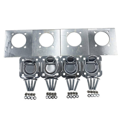 4 Sets Tie Down Lashing Ring & Backing Plates With Bolts Ute Trailer Zinc Plated