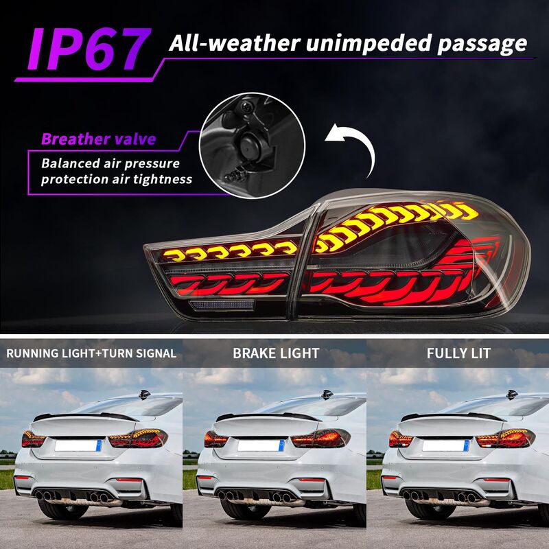 Black 3D OLED Sequential Tail Lights Fit For BMW F32 F33 F82 F83 M4 4 Series 2014-2020