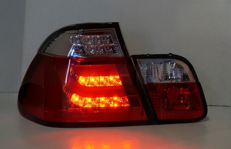 Clear Red LED 3D Tail Lights Fit For BMW E46 3 Series 4D Sedan 318I 320I 1998-2001