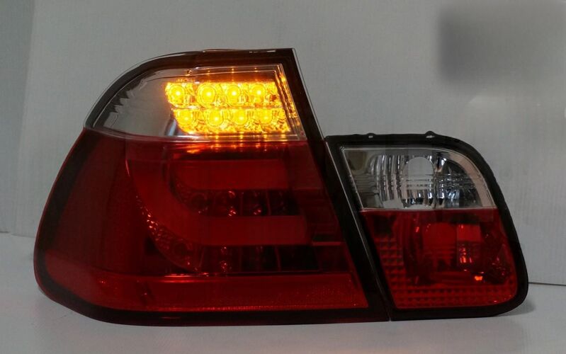 Clear Red LED 3D Tail Lights Fit For BMW E46 3 Series 4D Sedan 318I 320I 1998-2001