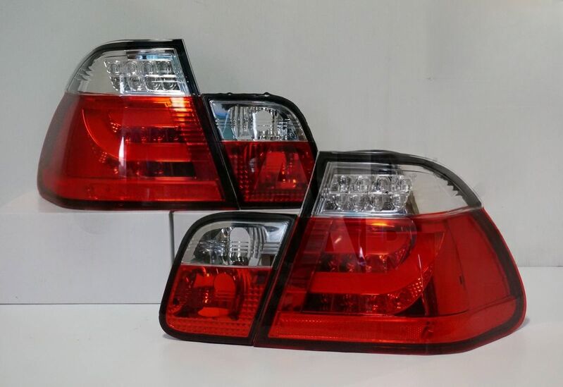 Clear Red LED 3D Tail Lights Fit For BMW E46 3 Series 4D Sedan 318I 320I 1998-2001