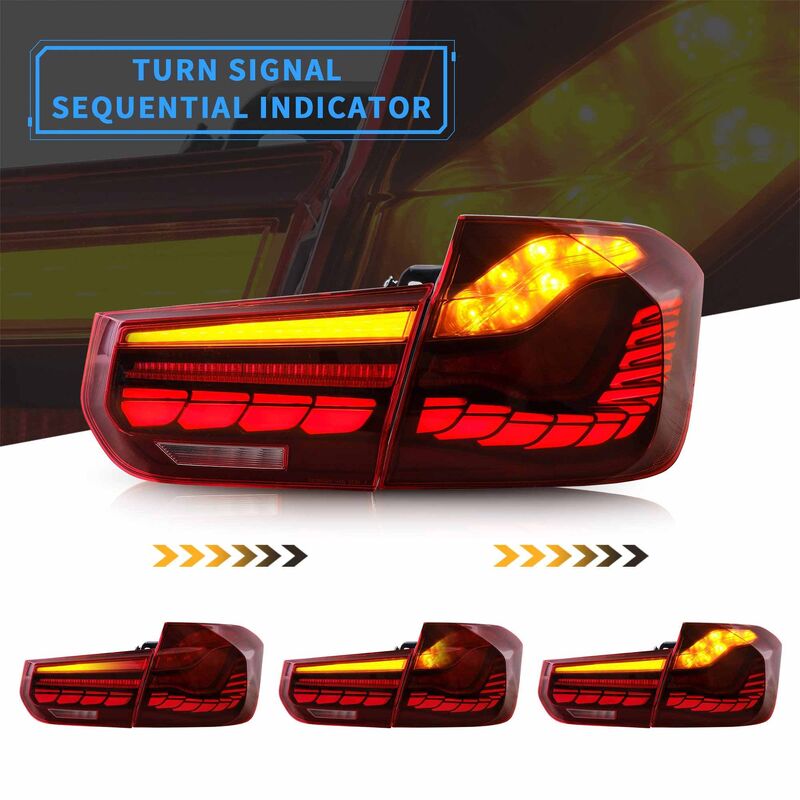 Clear Red 3D OLED Sequential Tail Lights Fit For BMW F30 F35 F80 M3 2012-2018