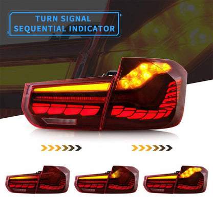 Clear Red 3D OLED Sequential Tail Lights Fit For BMW F30 F35 F80 M3 2012-2018