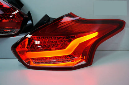 Clear Red Full LED 3D Light Bar Tail Lights Fit For Ford Focus LZ 2015-2018