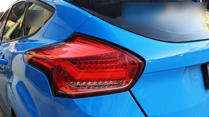 Clear Red Full LED 3D Light Bar Tail Lights Fit For Ford Focus LZ 2015-2018
