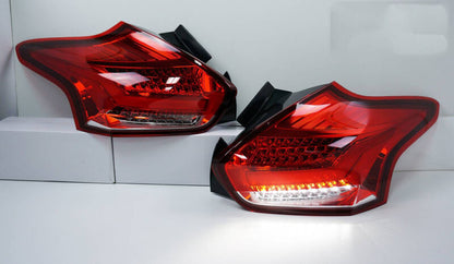 Clear Red Full LED 3D Light Bar Tail Lights Fit For Ford Focus LZ 2015-2018