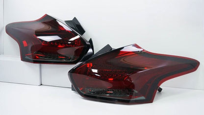 Smoke Red Full LED 3D Light Bar Tail Lights Fit For Ford Focus LZ 2015-2018