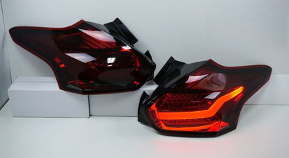 Smoke Red Full LED 3D Light Bar Tail Lights Fit For Ford Focus LZ 2015-2018