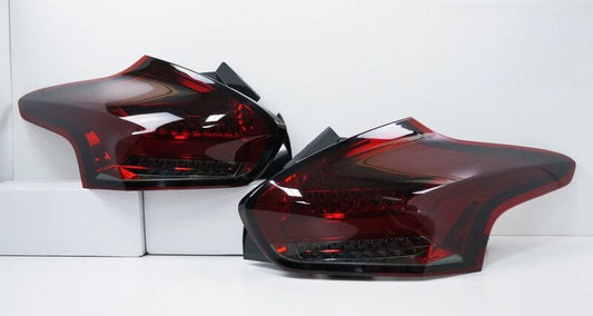 Smoke Red Full LED 3D Light Bar Tail Lights Fit For Ford Focus LZ 2015-2018