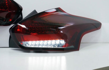 Smoke Red Full LED 3D Light Bar Tail Lights Fit For Ford Focus LZ 2015-2018