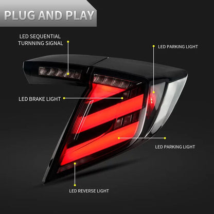 Mugen Style Clear LED Tail Lights Fit For Honda Civic FK7 Type R FK8 2016-2021