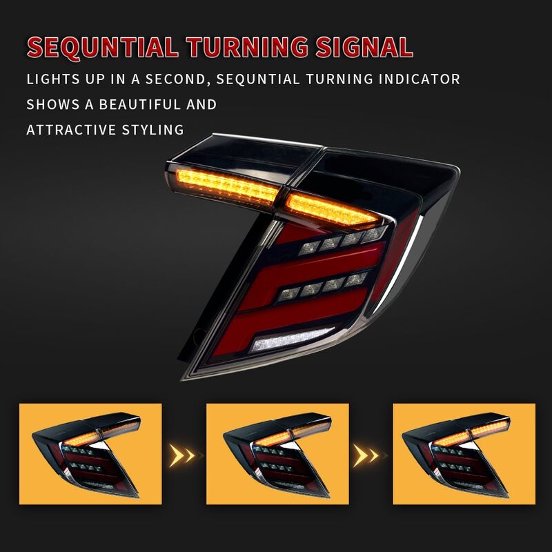 V2 Smoke LED Tail Lights Fit For Honda Civic FK7 Type R FK8 2016-2021