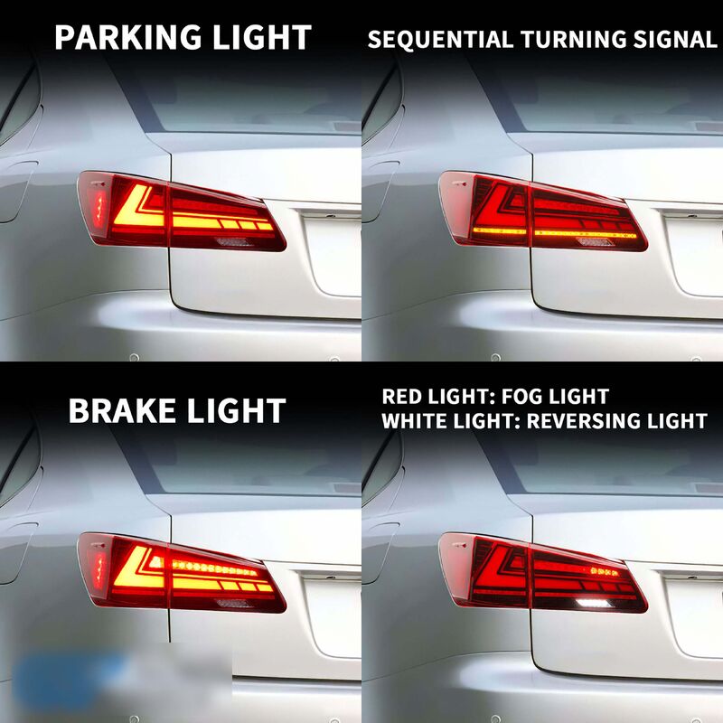 V2 3D Clear Red LED Sequential Tail Lights Fit For Lexus ISF IS250 IS350 2005-2013
