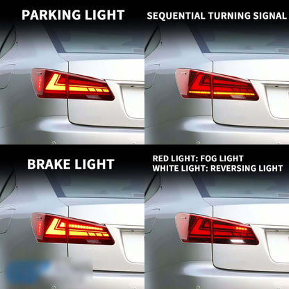 V2 3D Clear Red LED Sequential Tail Lights Fit For Lexus ISF IS250 IS350 2005-2013