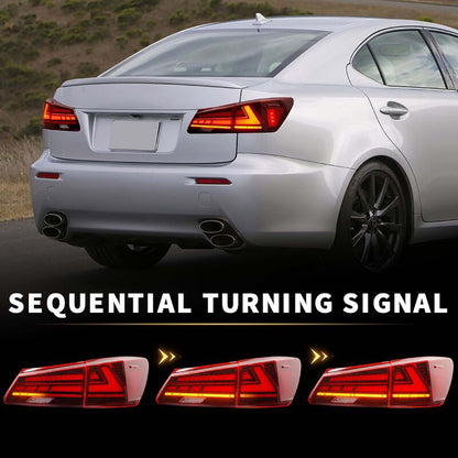V2 3D Clear Red LED Sequential Tail Lights Fit For Lexus ISF IS250 IS350 2005-2013