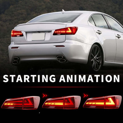 V2 3D Clear Red LED Sequential Tail Lights Fit For Lexus ISF IS250 IS350 2005-2013