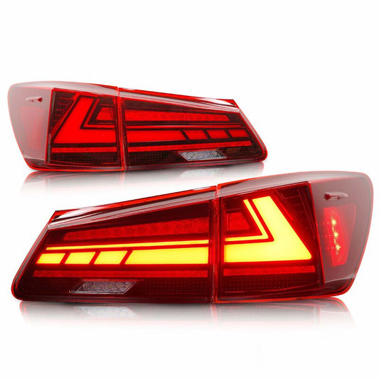 V2 3D Clear Red LED Sequential Tail Lights Fit For Lexus ISF IS250 IS350 2005-2013