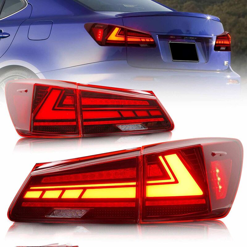 V2 3D Clear Red LED Sequential Tail Lights Fit For Lexus ISF IS250 IS350 2005-2013
