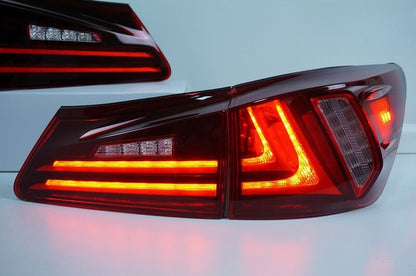 Clear Red LED Light Bar Tail Lights Fit For Lexus ISF IS250 IS350 2005-2013