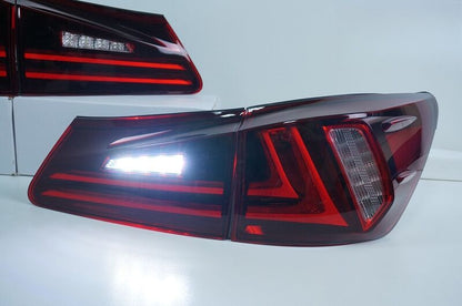 Clear Red LED Light Bar Tail Lights Fit For Lexus ISF IS250 IS350 2005-2013