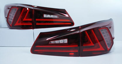 Clear Red LED Light Bar Tail Lights Fit For Lexus ISF IS250 IS350 2005-2013