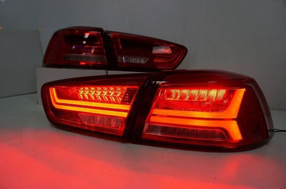 Clear Red LED Dynamic Tail Lights Fit For Mitsubishi Lancer CJ EVO X VRX 2007-2018