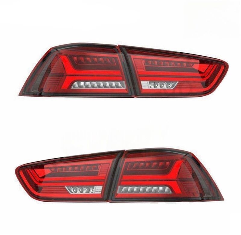 Clear Red LED Dynamic Tail Lights Fit For Mitsubishi Lancer CJ EVO X VRX 2007-2018