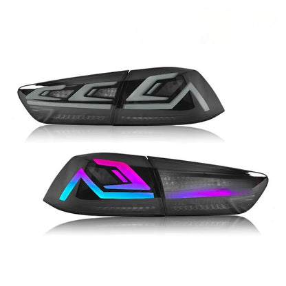 Smoke RGB 3D LED Dynamic Tail Lights Fit For Mitsubishi Lancer CJ EVO X VRX 2007-2018