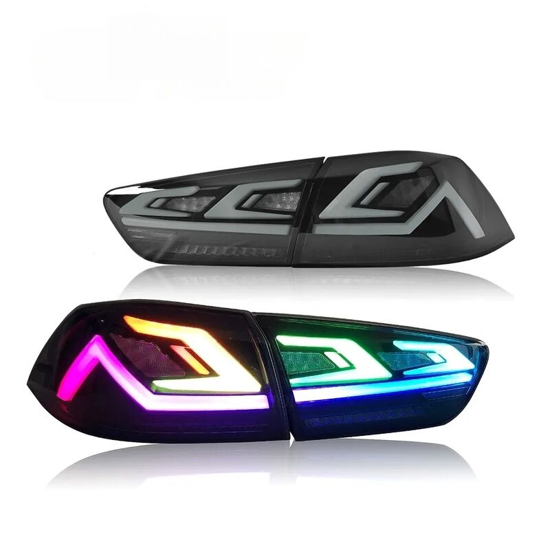Smoke RGB 3D LED Dynamic Tail Lights Fit For Mitsubishi Lancer CJ EVO X VRX 2007-2018