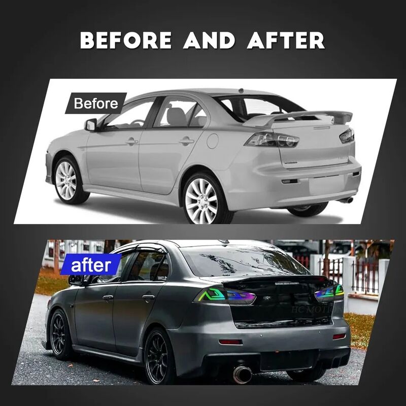 Smoke RGB 3D LED Dynamic Tail Lights Fit For Mitsubishi Lancer CJ EVO X VRX 2007-2018