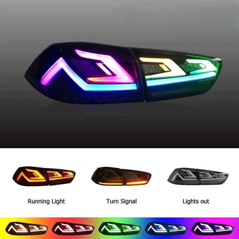 Smoke RGB 3D LED Dynamic Tail Lights Fit For Mitsubishi Lancer CJ EVO X VRX 2007-2018