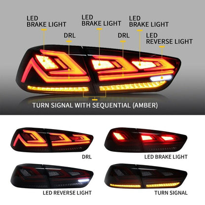 Smoke RGB 3D LED Dynamic Tail Lights Fit For Mitsubishi Lancer CJ EVO X VRX 2007-2018