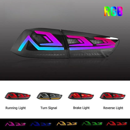 Smoke RGB 3D LED Dynamic Tail Lights Fit For Mitsubishi Lancer CJ EVO X VRX 2007-2018
