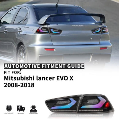 V4 Smoke RGB 3D LED Tail Lights Fit For Mitsubishi Lancer CJ EVO X VRX 2007-2018