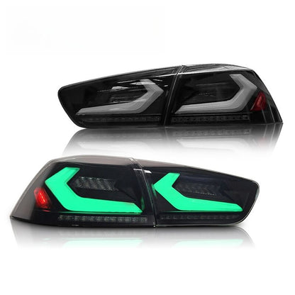 V4 Smoke RGB 3D LED Tail Lights Fit For Mitsubishi Lancer CJ EVO X VRX 2007-2018