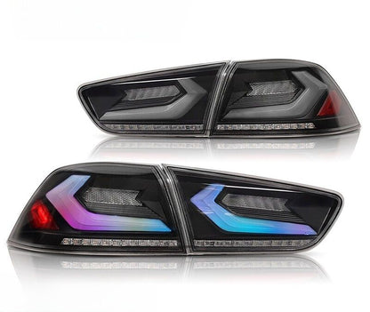 V4 Smoke RGB 3D LED Tail Lights Fit For Mitsubishi Lancer CJ EVO X VRX 2007-2018