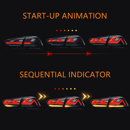 Smoke 3D V3 LED Tail Lights Fit For Mitsubishi Lancer CJ EVO X VRX 2007-2018