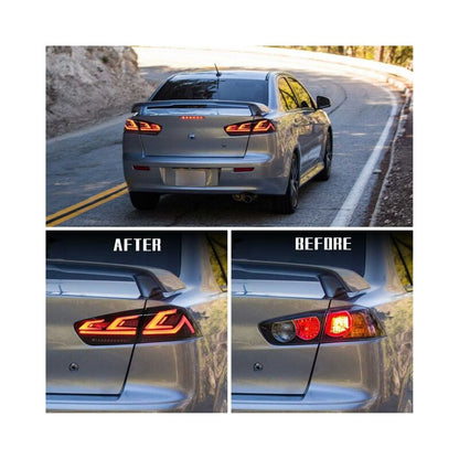 Smoke 3D V3 LED Tail Lights Fit For Mitsubishi Lancer CJ EVO X VRX 2007-2018