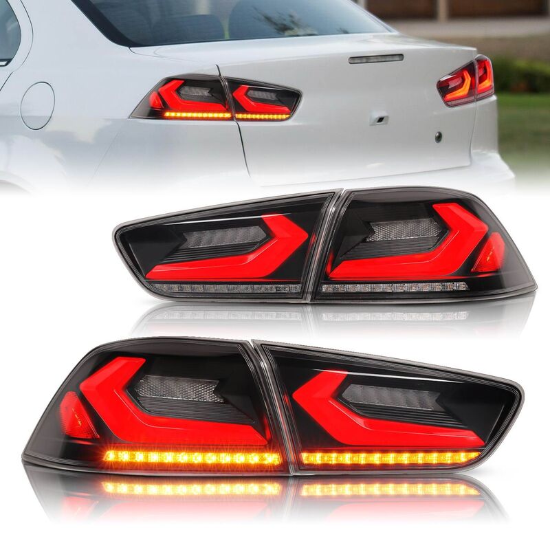 Smoke 3D V4 LED Tail Lights Fit For Mitsubishi Lancer CJ EVO X VRX 2007-2018