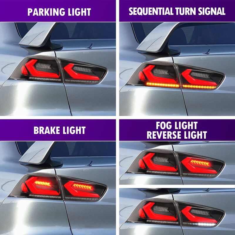 Smoke 3D V4 LED Tail Lights Fit For Mitsubishi Lancer CJ EVO X VRX 2007-2018
