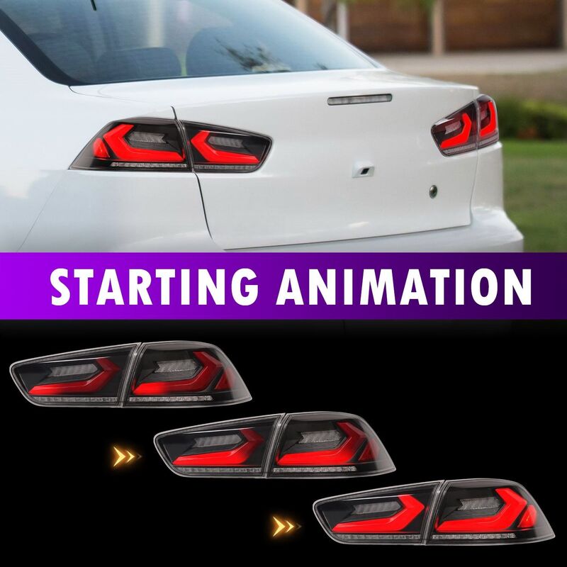 Smoke 3D V4 LED Tail Lights Fit For Mitsubishi Lancer CJ EVO X VRX 2007-2018