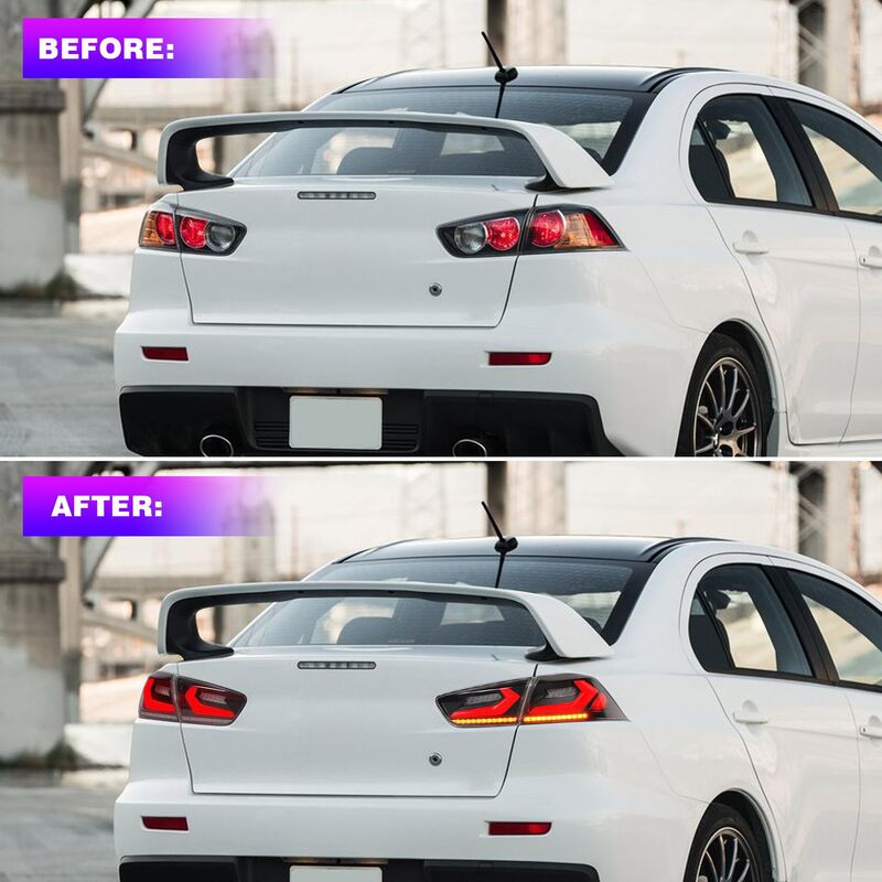 Smoke 3D V4 LED Tail Lights Fit For Mitsubishi Lancer CJ EVO X VRX 2007-2018