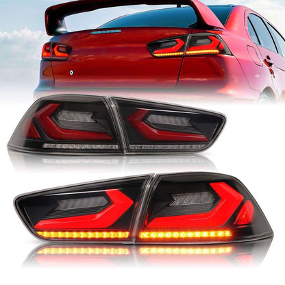 Smoke 3D V4 LED Tail Lights Fit For Mitsubishi Lancer CJ EVO X VRX 2007-2018