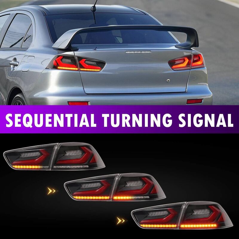 Smoke 3D V4 LED Tail Lights Fit For Mitsubishi Lancer CJ EVO X VRX 2007-2018