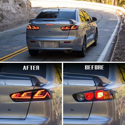 Clear Red 3D V3 LED Tail Lights Fit For Mitsubishi Lancer CJ EVO X VRX 2007-2018