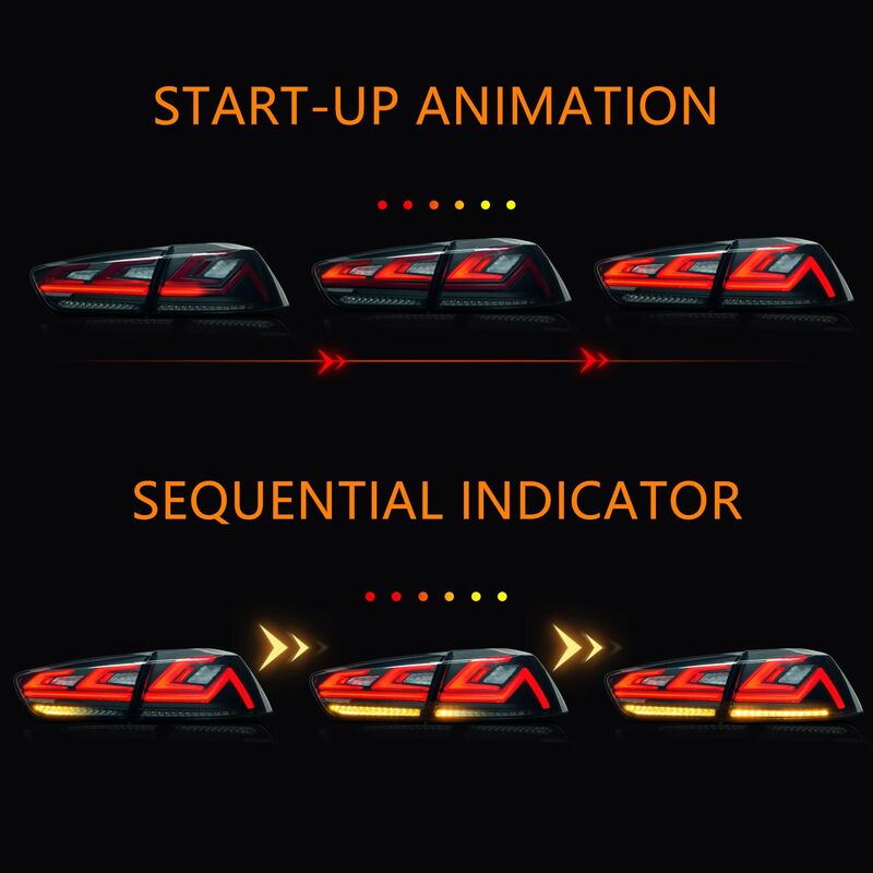Clear Red 3D V3 LED Tail Lights Fit For Mitsubishi Lancer CJ EVO X VRX 2007-2018
