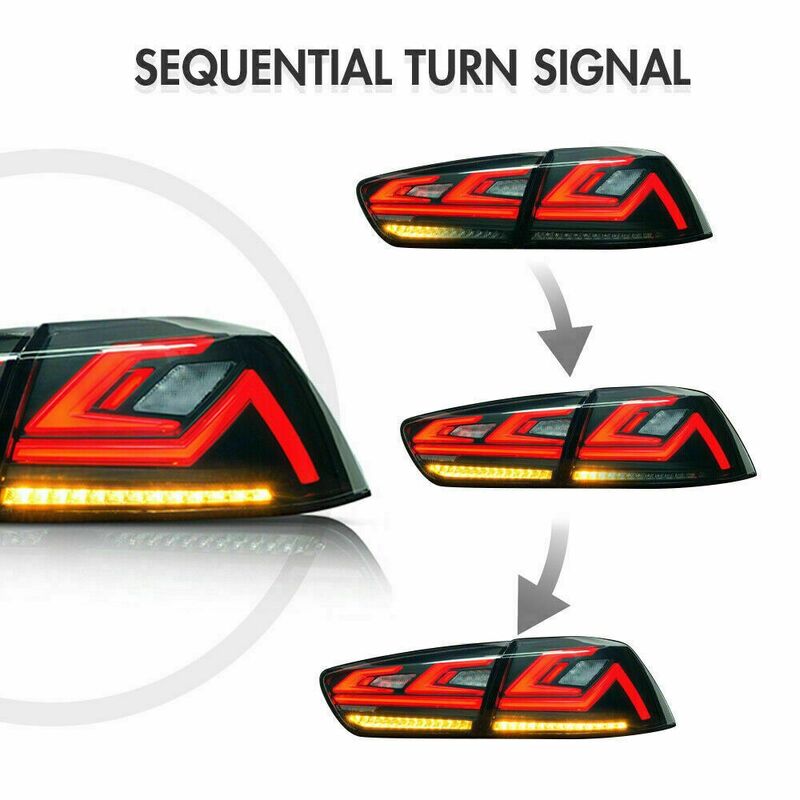Clear Red 3D V3 LED Tail Lights Fit For Mitsubishi Lancer CJ EVO X VRX 2007-2018